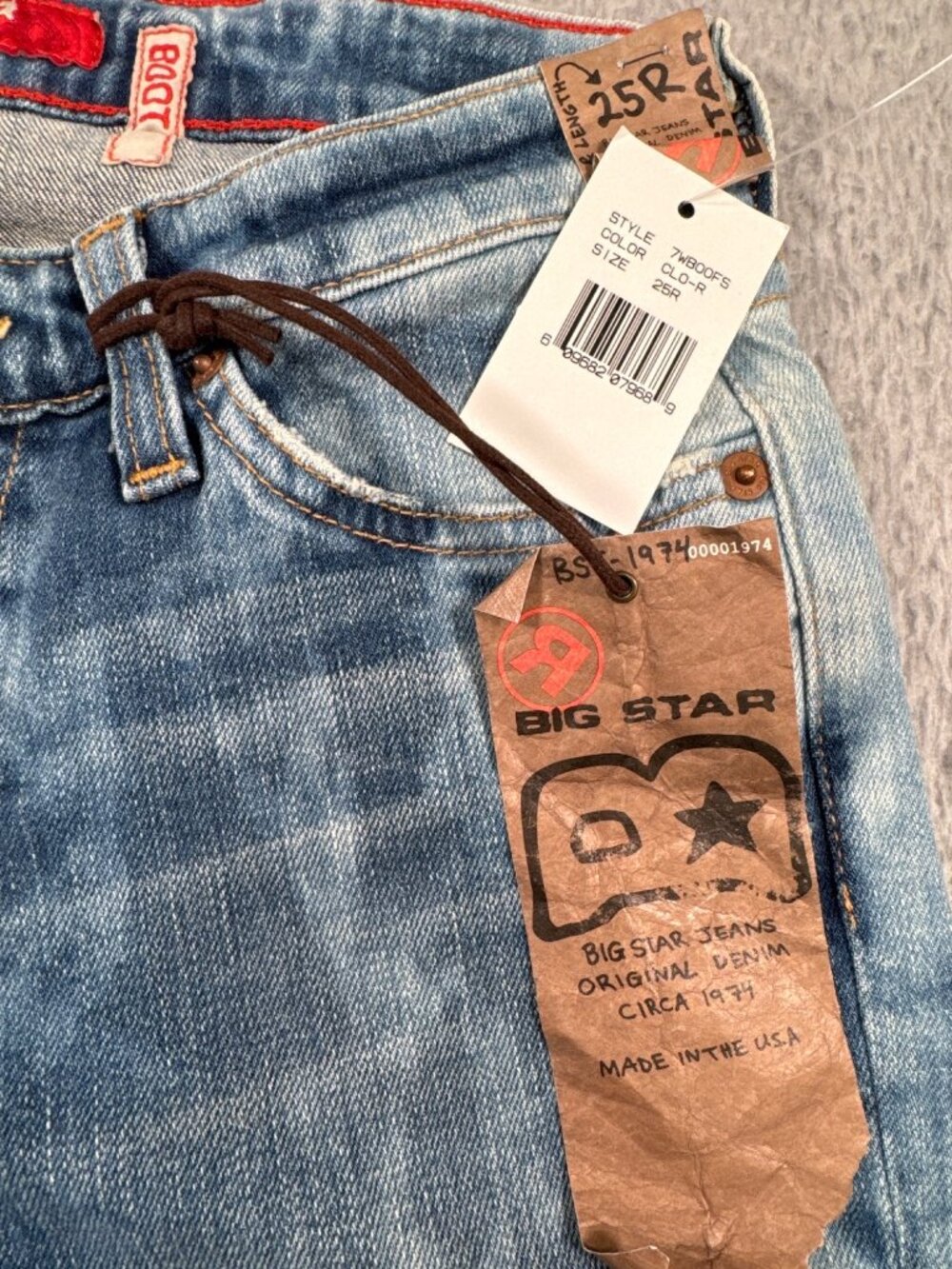 Big Star Flare Jeans 27R Bleach Wash Stretch Denim USA Retro Y2K Hippie - Picture 11 of 14